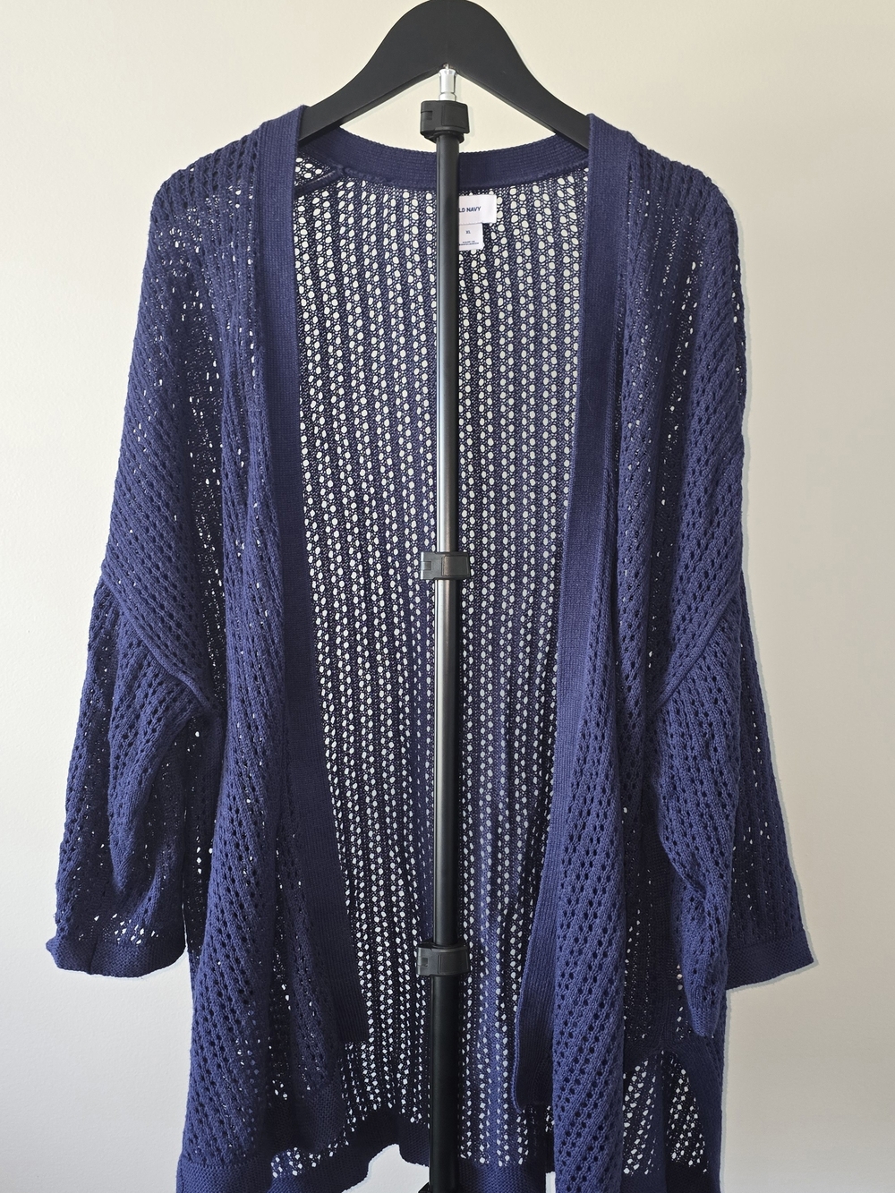 Navy Blue Open-Weave, Open Front Summer Cardigan XL